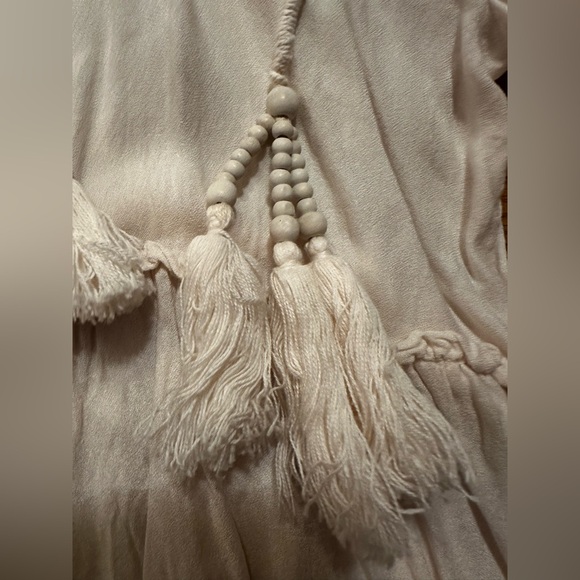 On The Road Off-Shoulder Tassel Peasant Blouse in Cream - Picture 5 of 7